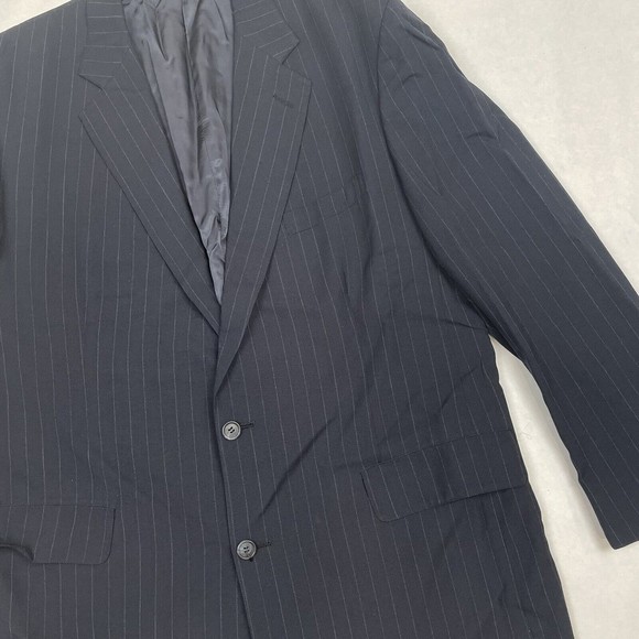 Brooks Brothers Makers Brooksease Pinstripe Blazer Jacket Sz 45 Long Black Wool - Picture 3 of 9